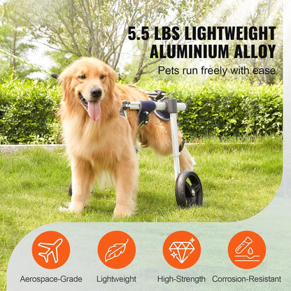 2 Wheels Dog Wheelchair for Back Legs, Pet Wheelchair Lightweight & Adjustable Assisting in Healing, Dog Cart/Wheelchair